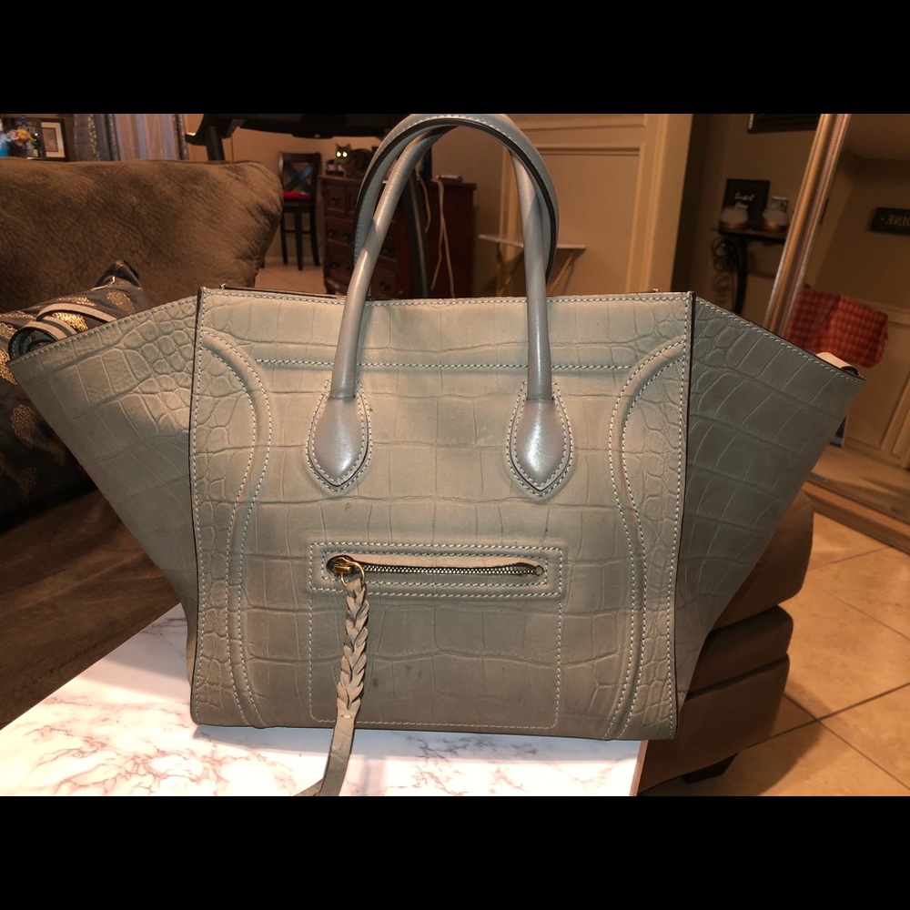 Celine phantom suede corc embossed leather